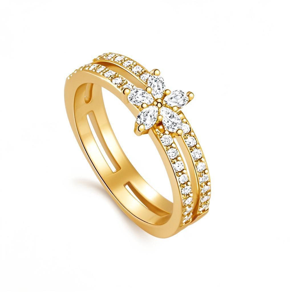 925 Sterling Silver Gilding Rings Gold Color Sparking Popular LOVE Wedding Ring Certified Women Engagement Jewelry Anniversary