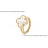 Bague en Cuivre Plaqué Or Trèfle à Quatre Feuilles avec Diamant - Design Durable et de Haute Qualité