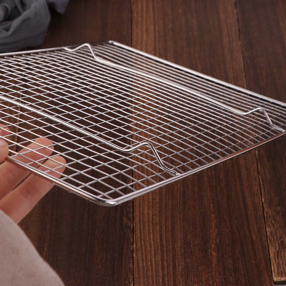 Cookie Drying Rack Grid Mesh Baking Cooling Rack Nonstick Rectangular Barbecue Holder Shelf Wear-resistant Oil Drain Rack Cake