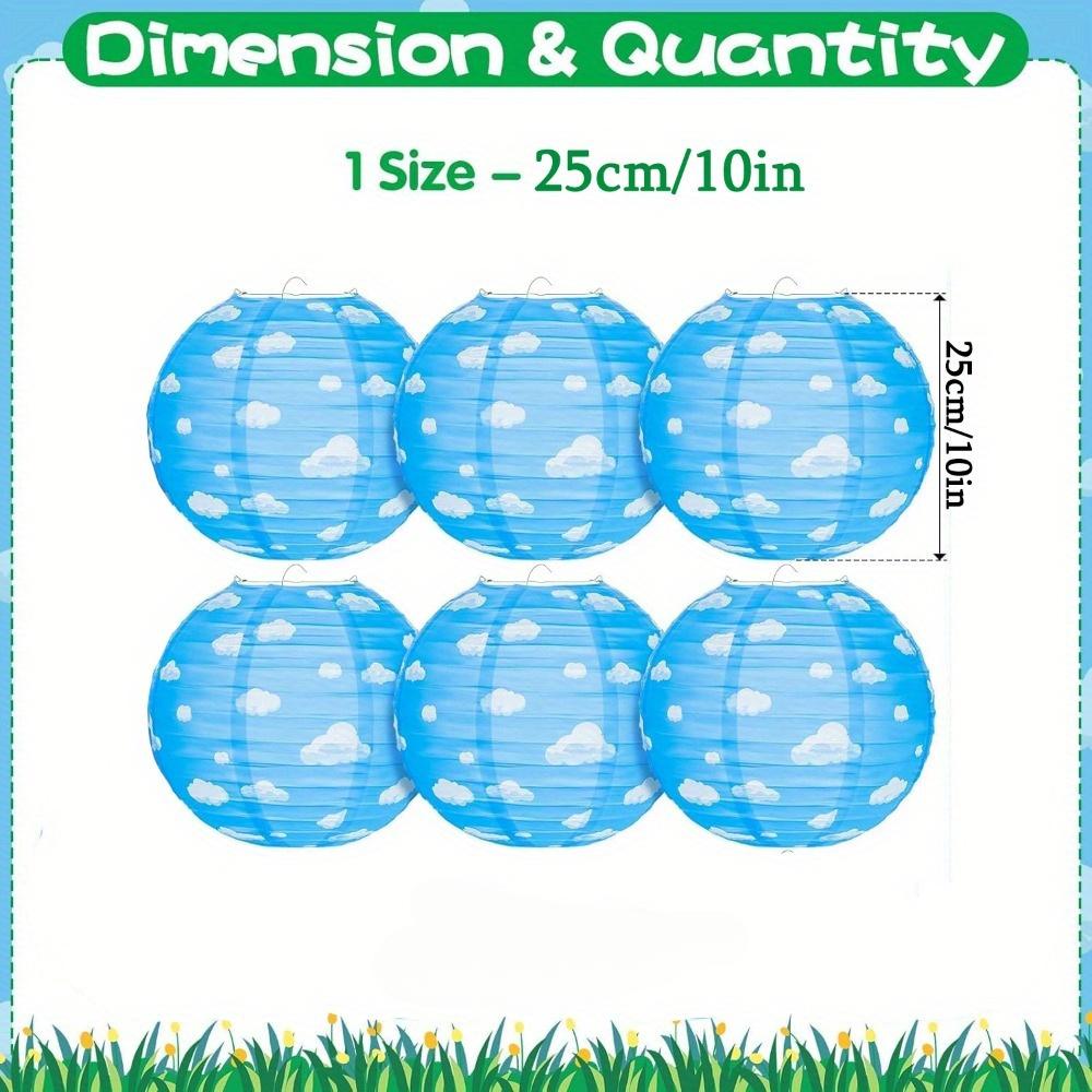 10pcs Blue Sky White Clouds Paper Lanterns Blue Party Decorations Hanging Round Paper Lanterns Clouds Theme Party Decorations Party Paper Lanterns