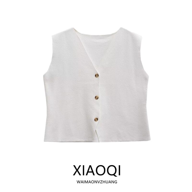 Fashion Wind 2024 New Fall Women's Clothing Stylish Easiest for Match V Neck Knitted Vest 1231948001