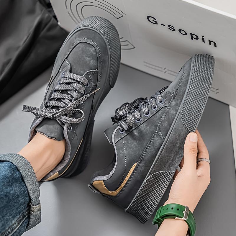 Height-increasing Platform Skateboard Shoes for Men Classic Gray Breathable Sneakers Men N-slip Outdoor Casual Sport Shoes Men