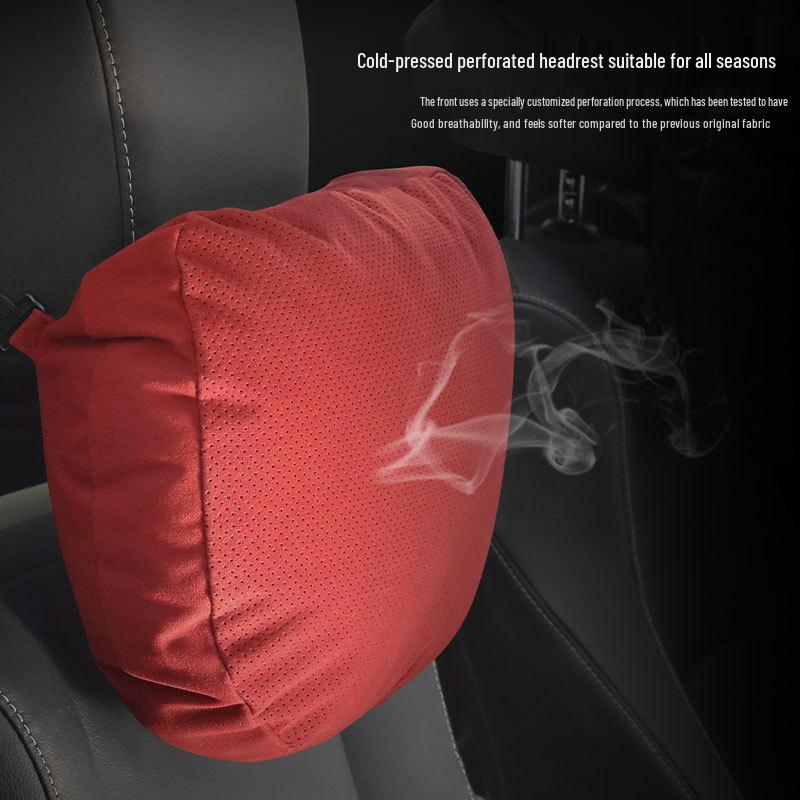 Breathable Suede Car Headrest and Lumbar Support Pillows for All Seasons