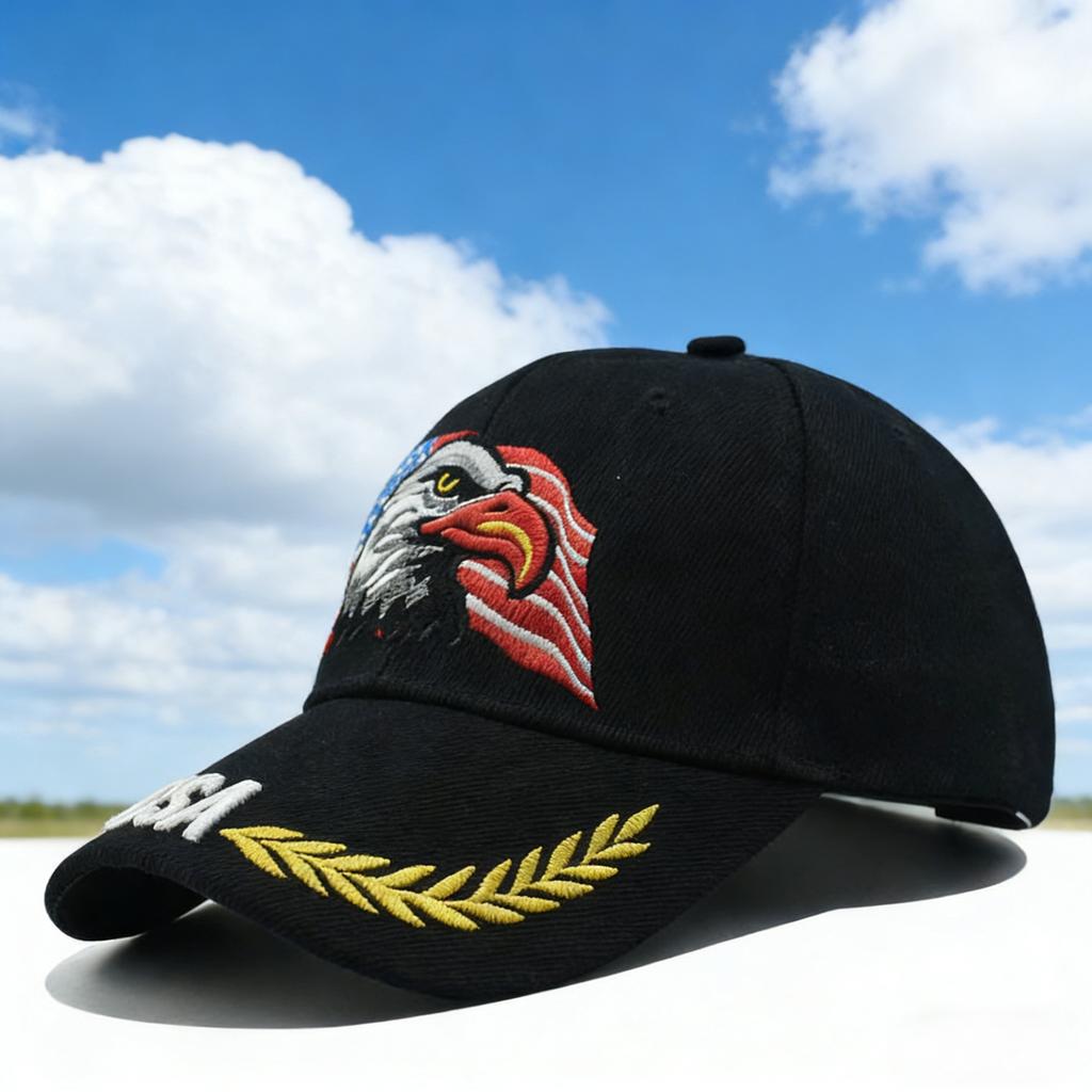 American Flag Eagle Embroidered Baseball Cap Classic Sun Protection Trucker Hat for Women Outdoor Sports Daily Wear