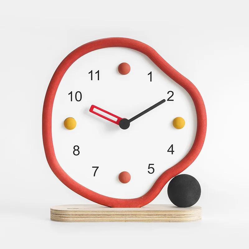 Creative Living Room Silent Desk Clock Desktop Ornaments, Wine Cabinet TV Cabinet Entrance Decorations Bedroom Table Clock
