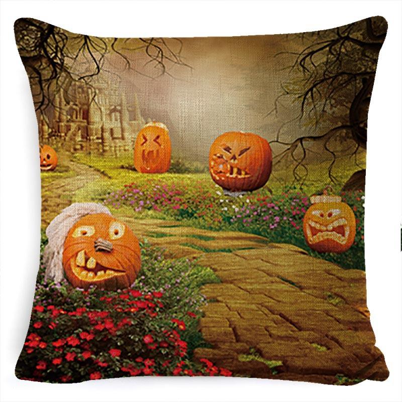 Halloween Pumpkin Horror Series Linen Pillow Cover Car Cushion Pillow