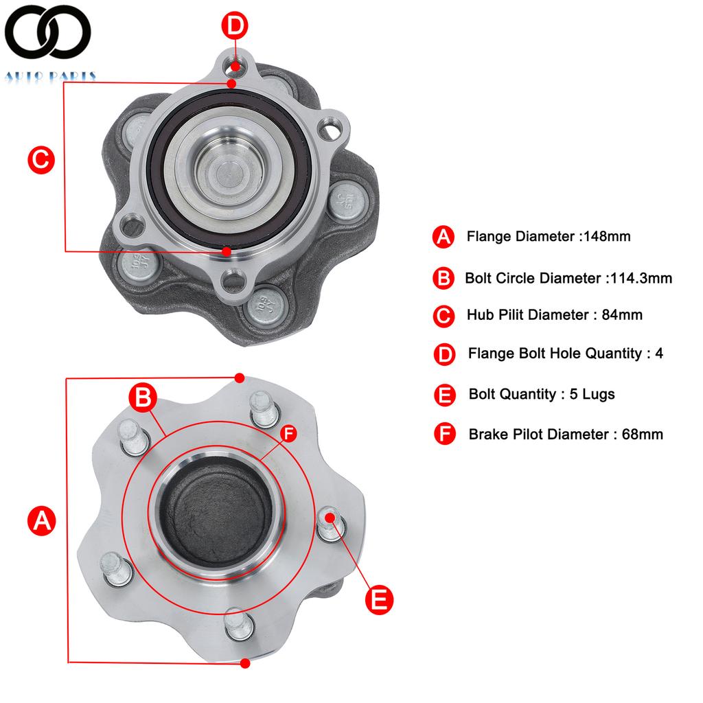 Rear Wheel Bearing Hub 512388 For 2009-2018 Nissan Maxima 2007-18 Altima 5 Lugs
