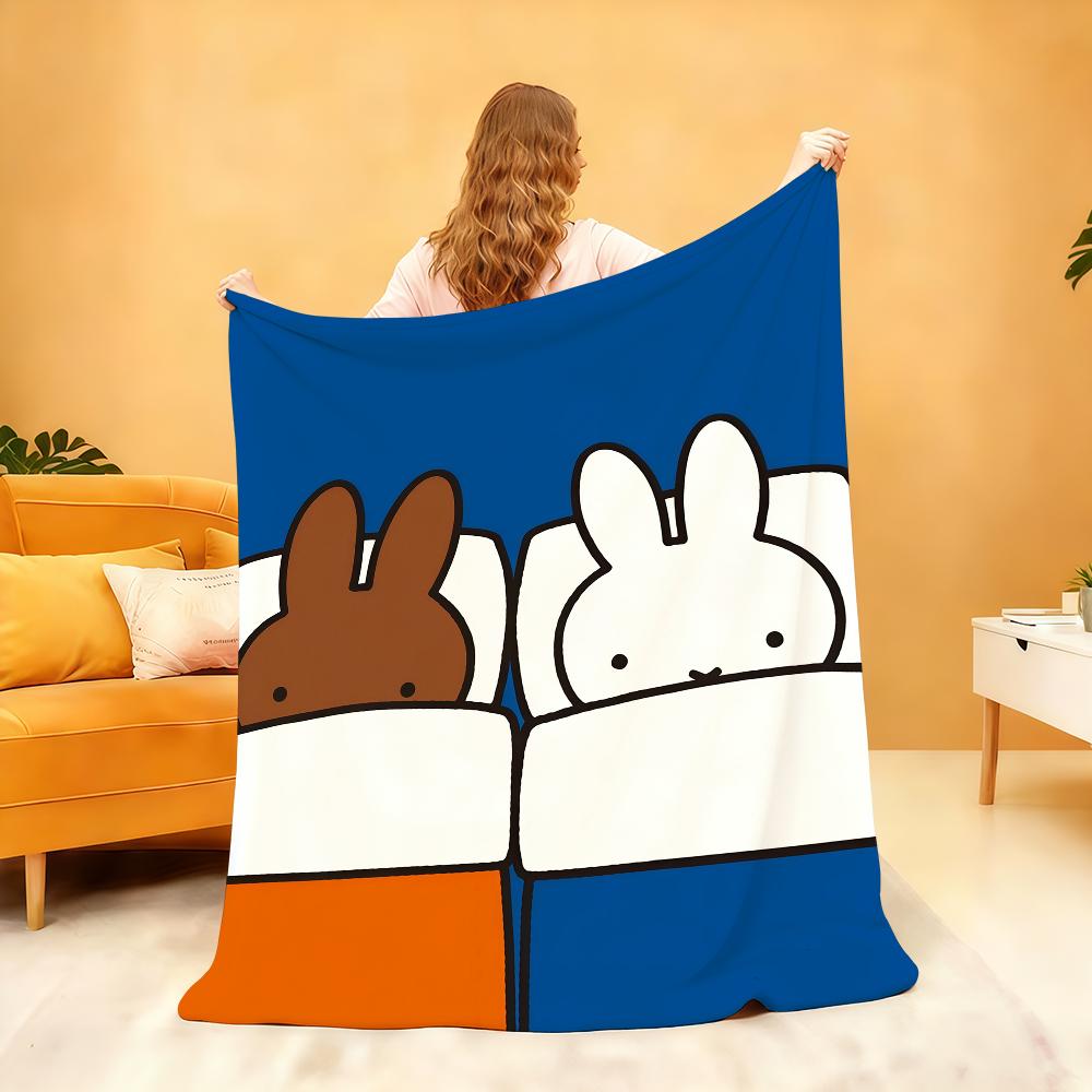 Kawaii M-Miffy Blanket Soft Throw Blanket for Home Bedroom Bed Sofa Picnic Travel Office Rest Cover Blanket Gift