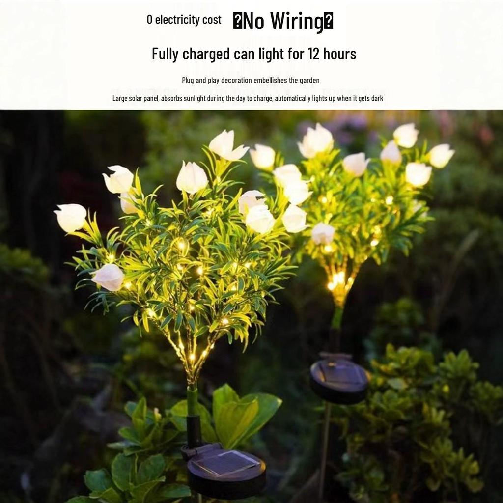 Solar LED Gardenia Light: Waterproof Outdoor Lawn Decoration with Ground Stake