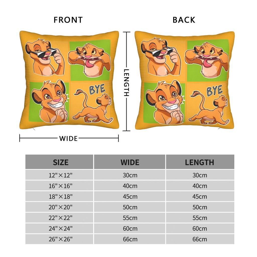 Král Lev Vtipný povlak na polštář Simba Polyesterový potah na polštář Dekorativní povlak na polštář Domů Se zipem 45*45cm