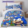 Blue Hedgehog Cartoon Pattern Bedding Set Quilt Cover Pillowcase Home Decor Gift (1 * Duvet Cover + 2 * Pillowcase, Without Core)