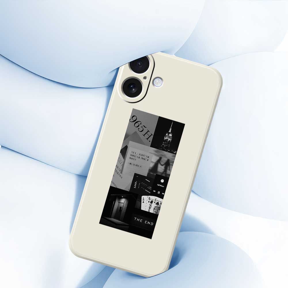 For iPhone 17 Case Stitching Photos Pattern Printing Straight Edge TPU Phone Back Cover