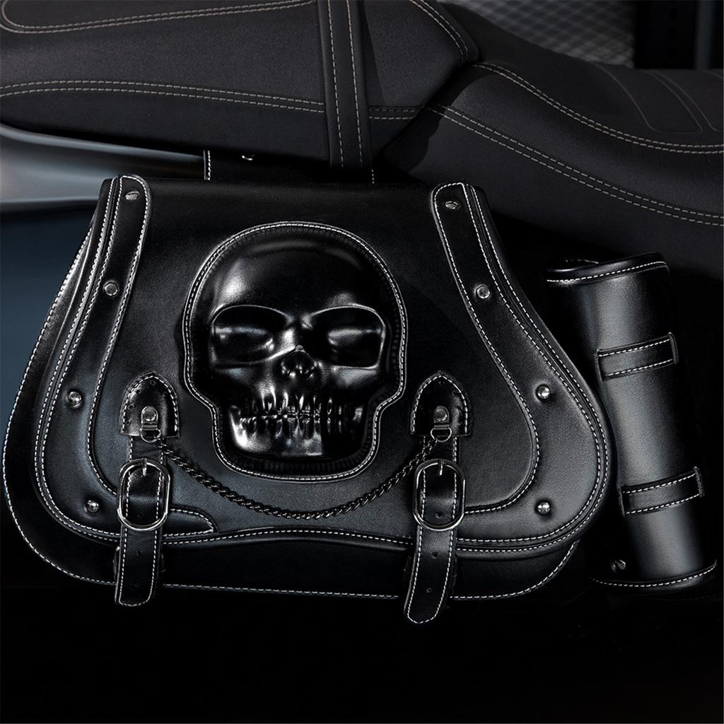 Punk Style Motorcycle Saddlebags Waterproof PU Leather Side Bags Easy Install Saddlebags Motorcycle Accessory for Bike