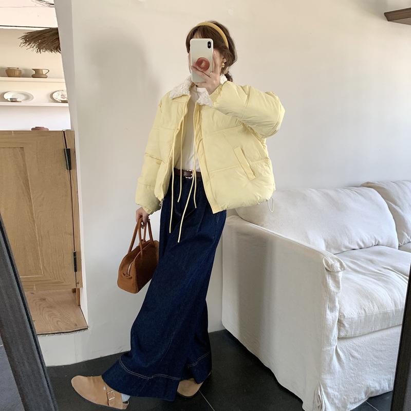 Korean Version of Padded Jacket Lapel Simple Foreign Style Short Age-reducing Warm Bread Clothes Women's Coat