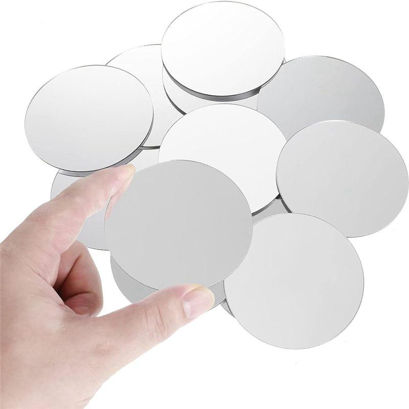 M-Modern-25 Pieces Acrylic Mini Size Round Mirror Adhesive Small Round Mirror Craft Mirror Tiles For Crafts (4 Inch In Diameter)