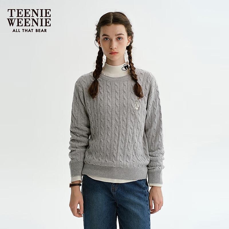 Teenie Weenie Women's Cable Knit Round Neck Sweater