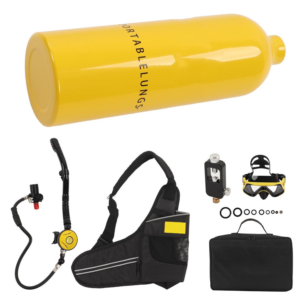 DIDEEP 1L Mini Scuba Diving Tank Pressure Relief Valve Kit with Diving Goggles Strap Bag Refill Adapter