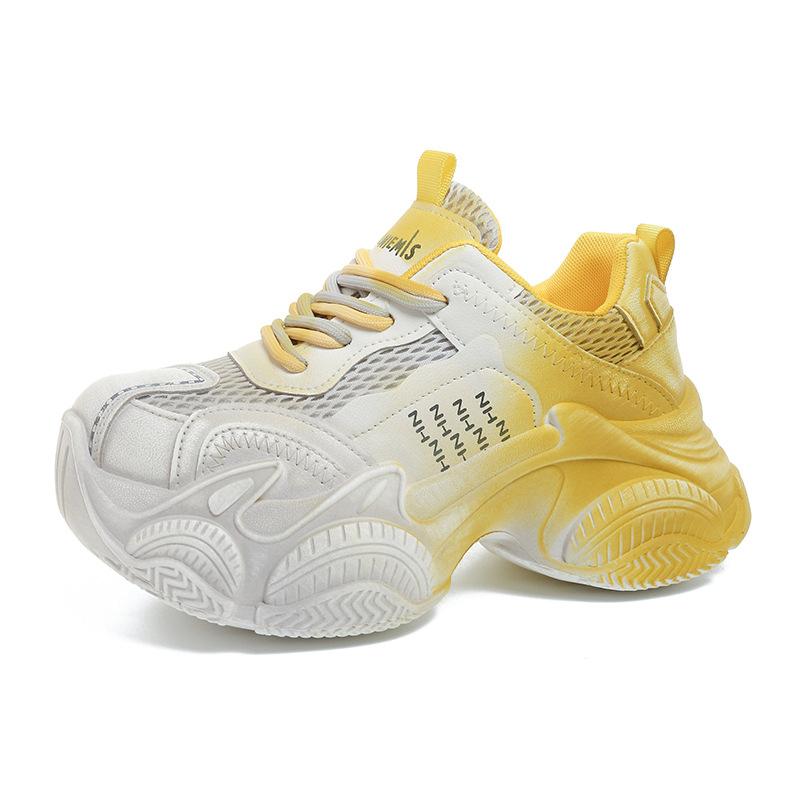 Thick-soled Muffin Mesh Dad Shoes Women's Spring New Small Man Thick-soled Color Matching Versatile Fashion Casual Shoes