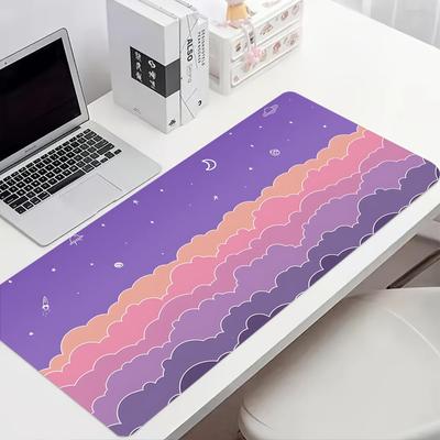 Purple Space Cloud Moon Mouse Pad Large Computer Office Game Table Mat Rubber Antislip Stitched Keyboard Mat 90x40 Xxl Desk Pad