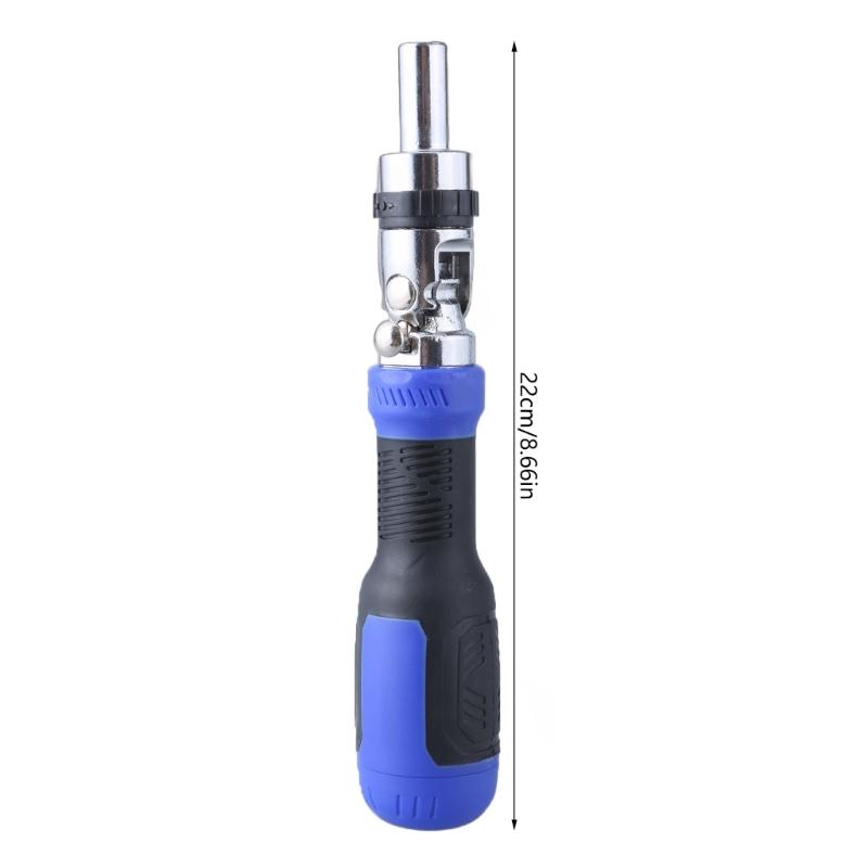 Ratchet Screwdriver 13-in-1 Multiple Bits Tool All In One Ratcheting Screwdriver Set with Flat Head Hexgonal Bits 12Bits
