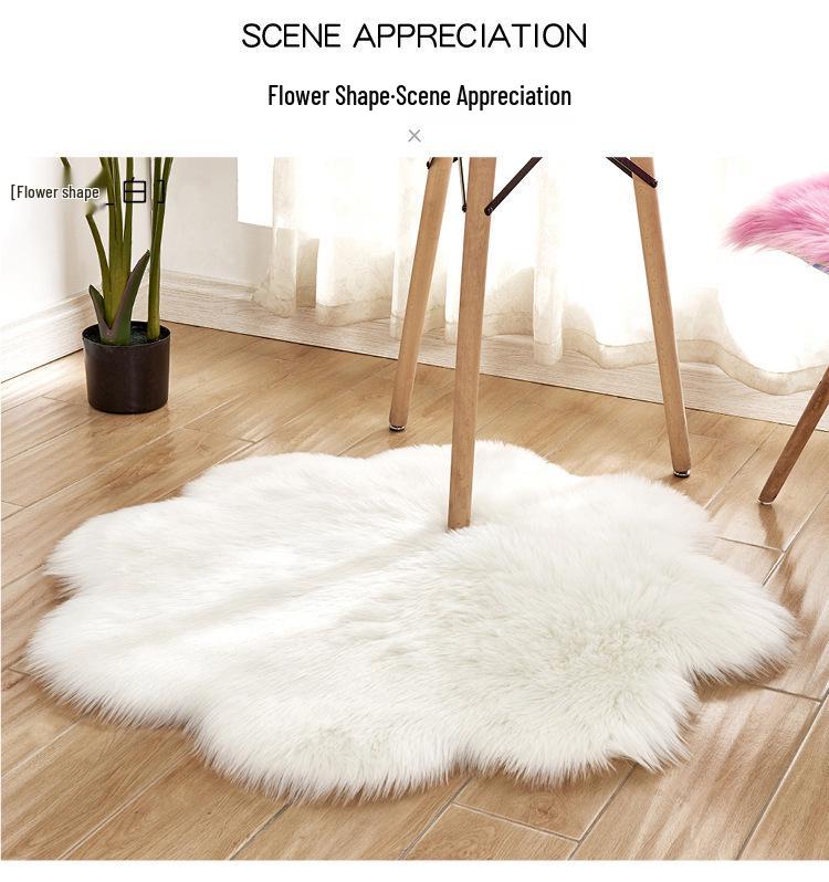 Plum Blossom Long Pile Flower Pattern Carpet - Home Decor Floor Mat for Living Room & Bedroom