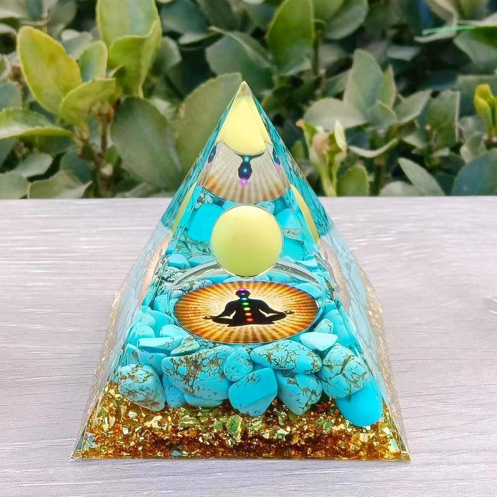 Crystal Stone Pyramid Resin Decor: Home, Office, Car Ornaments