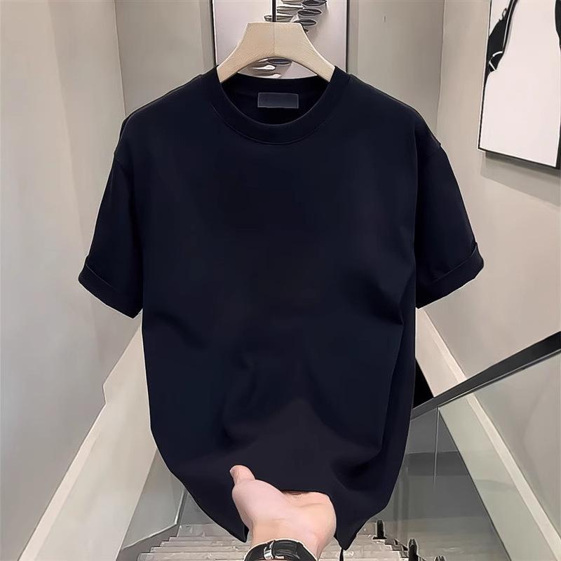 Heavy cotton short-sleeved T-shirt men's summer fashion printing loose and versatile half-sleeved T-shirt men's clothing