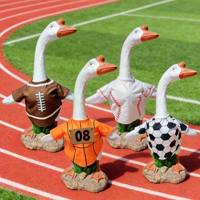 Sports Ball Goose Outfit Soccer Basketball Baseball Rugby Porch Goose Costume Game Day Clothes for 23" H Statue Patio Yard Lawn