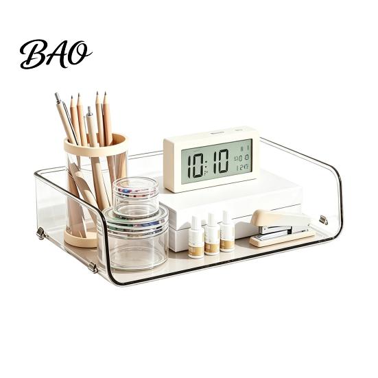 Multi Layer Desk Organizer Clear Acrylic File Tray, 1/2/3/4/5 Tier Paper Ducument Office Supply Storage Rack Box, Stackable Supplies Compact
