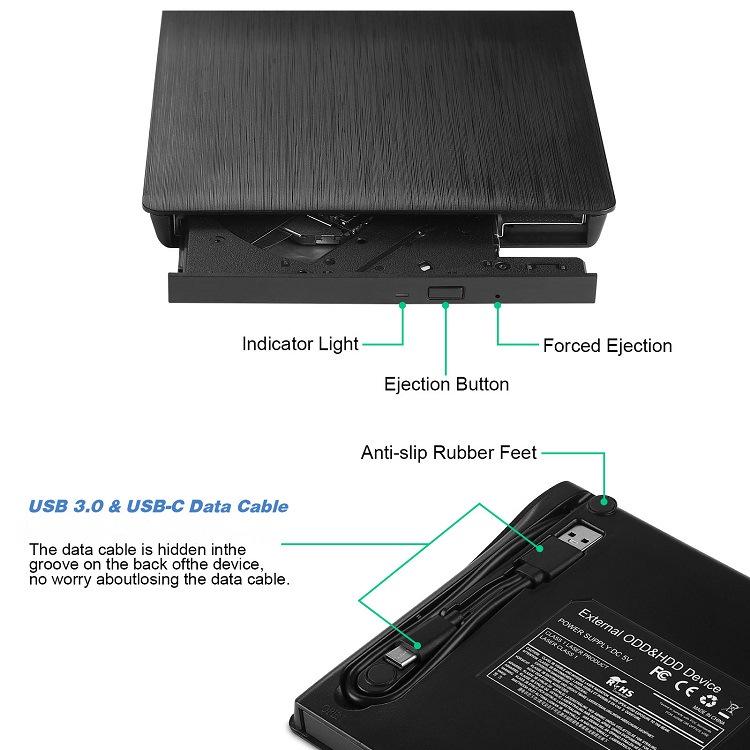 Portable USB External Optical Drive & Disc Burner
