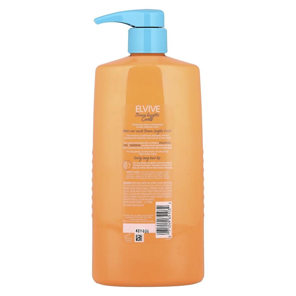 L'Oréal, Elvive, Dream Length Curl, Moisture Seal Conditioner, For Wavy and Curly Hair, 828 Ml (28 Fl Oz)