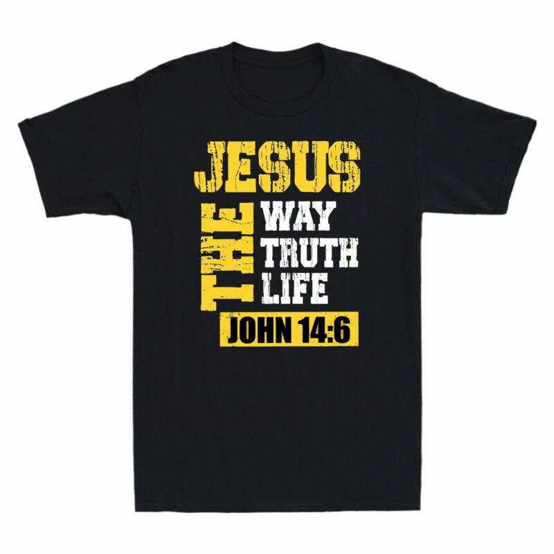 Jesus The Way Truth Life John 14:6 Christian Bible Verse Retro Men s T-Shirt Tee XXL