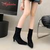 Fashion Aphixta Suede Sock Boots Women Shoes Zipper Spring Autumn High Heel Short Boot Concise Woman Ankle Boots Casual Footwear Size 42