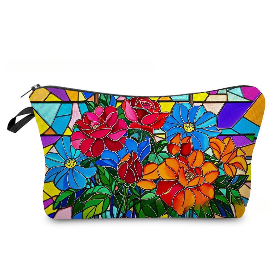 Damen Blume Muster Kosmetiktasche Toilettenartikel Organizer Reise Aufbewahrungskoffer 6971 KTB