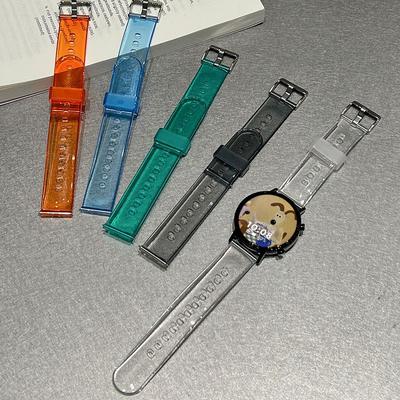 20mm 22mm Universal Transparent Silicone Strap- Summer Breathable Silicone Glacier Transparent Replacement Band for Smart Watch Huawei Samsung Watch