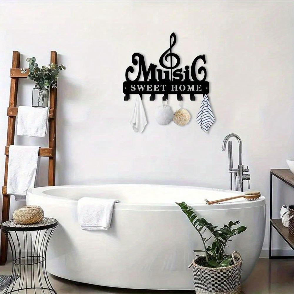 Bohemian Style Metal Key Hook 9.84 Inch Music Theme Wall Organizer for Clothing Hat Office Kitchen Bathroom Decor