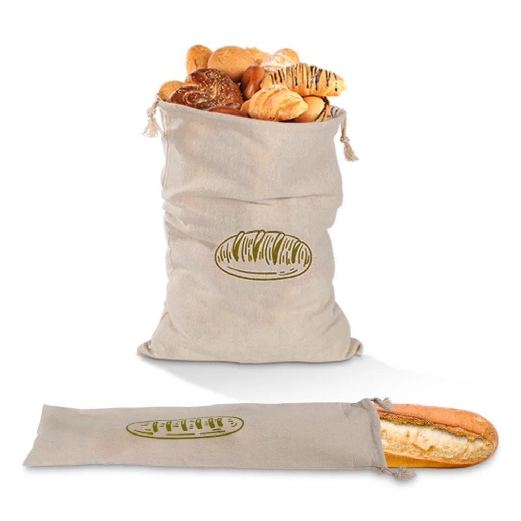 Linen Bread Bags Reusable Drawstring Bag For Loaf Homemade Artisan Bread Storage Bag Linen Bread Bags For Baguette