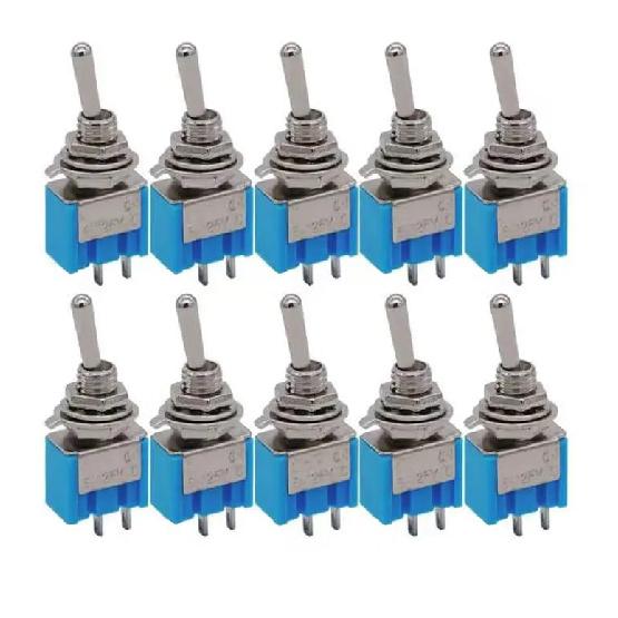 10PCS Mini Toggle Switches – SPST ON/Off or ON/ON 3 Pin | 3A 250V AC | Durable Metal & Plastic Switch for Electronics, Medical, and Industrial