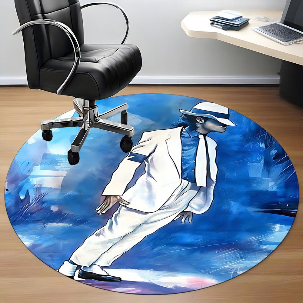 1pc Michael Joseph Jackson Moonwalk Office Round Area Rug, Under Office Chairs Bedroom Living Room Home Decor A1022332
