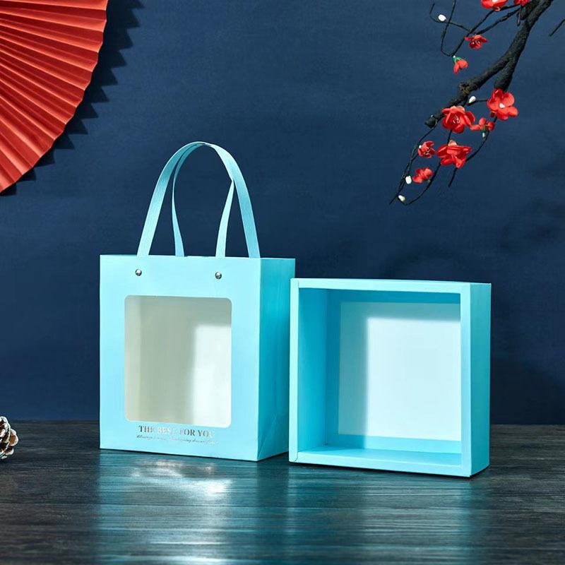 Einfarbige Transparente Fensterverpackungsbox Leere Box Handgehaltene Schubladen-Stil Geschenktasche Geschenkkartons zum Internationalen Frauentag