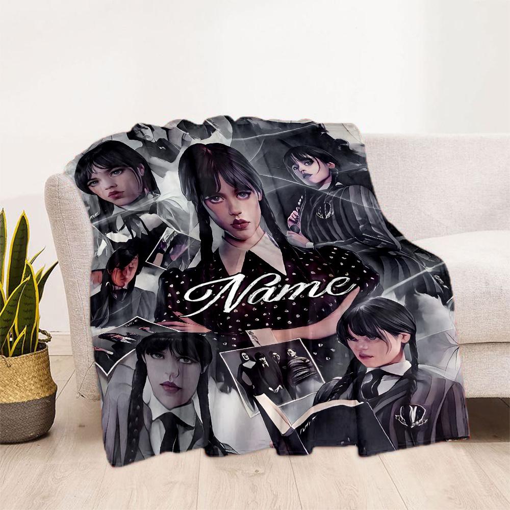Name Black White Personalized Text Blanket Gift Personalized Blanket Durable Comfort Suitable for Bedding Picnics Office Chair Living Room
