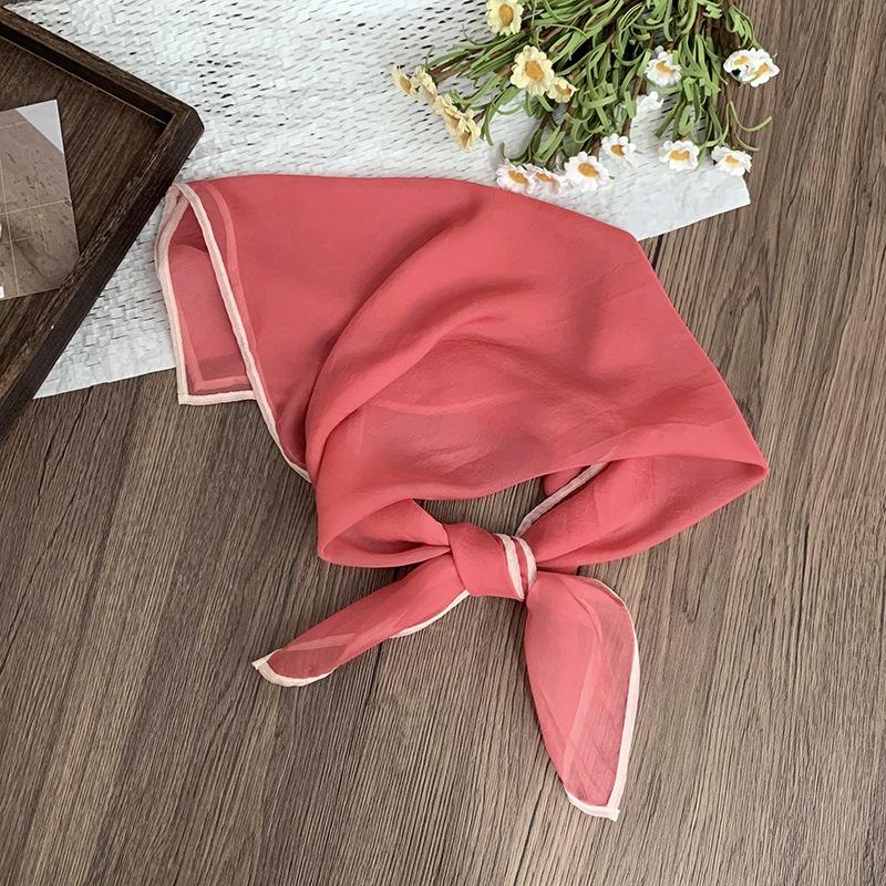 Silk scarf square scarf high-end summer solid color soft fashion scarf with shirt thin scarf scarf shawl