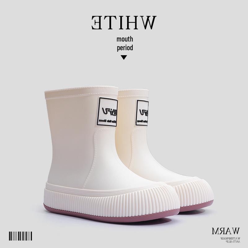 Women's Fashion Rain Boots: Non-Slip, Waterproof, Fleece-Lined, Mid-Calf Boots for Ladies & Kids - Perfect for Outdoor Wear.