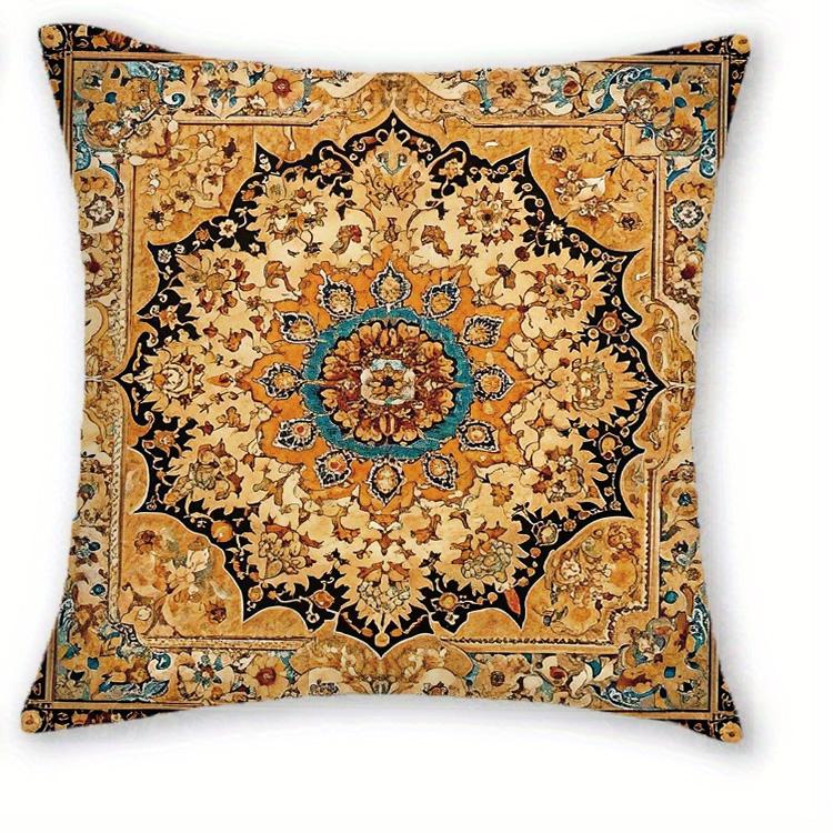 1/4pcs Vintage Persian Floral Carpet Pattern Throw Pillow Covers  Bohemian Decorative Square Cushion Cases