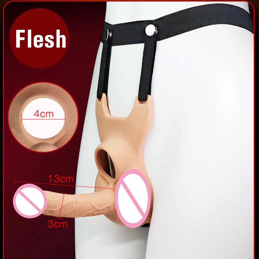 Nositelné duté dildo kalhotky pro páry – Nastavitelný bezpopruhový strap-on postroj s realistickým penisovým návlekem, Erotická hračka pro dospělé