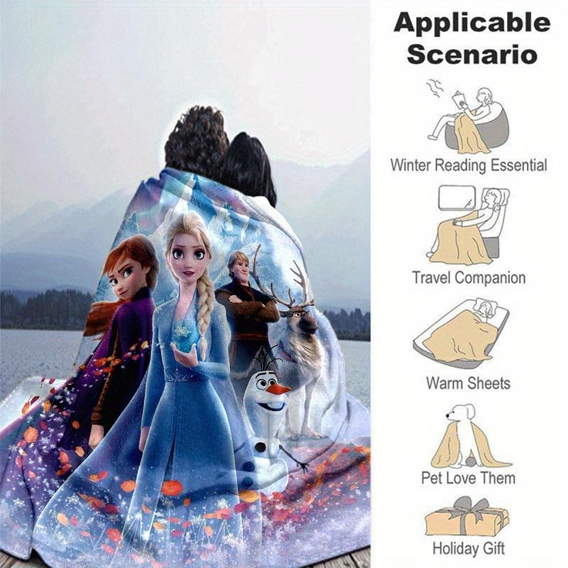 1pc Anna and Elsa Printing Blanket for All Season, Unisex Cartoon Blanket, Office Blanket, Lunch Rest Blanket