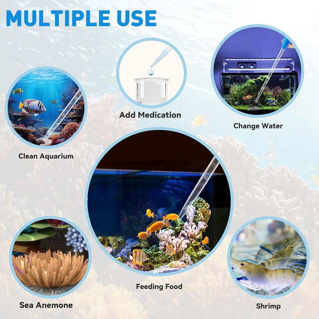 29cm/45cm Aquarium Siphon Long Pipettes for Fish Tank Coral Food Feeder Vacuum Cleaner for Aquarium Water Changer Cleaning Tool