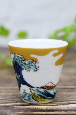 Waza No Kura Lucky Sake Cup, Kutani Ware, Wave Design, Ceramic, Brand Name, Japanese Tableware, Made In Japan