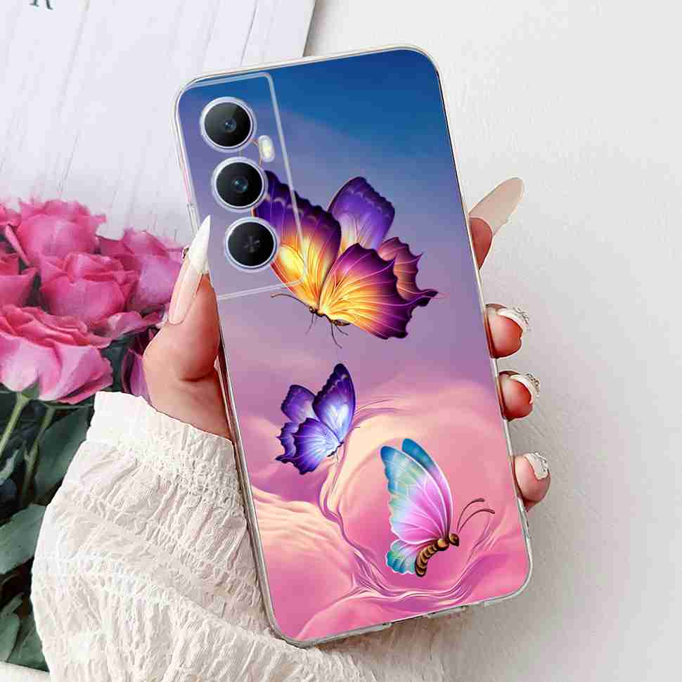 For Realme C65 Case Cute Cartoon Butterfly Cover Soft Silicone Phone Case Fundas For Realme C 65 C65 RealmeC65 4G Bumper
