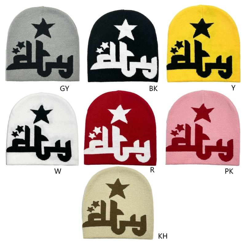 Casual Jacquard Star Hat Knit Windproof Hat for Adult Autumn Winter Cycling